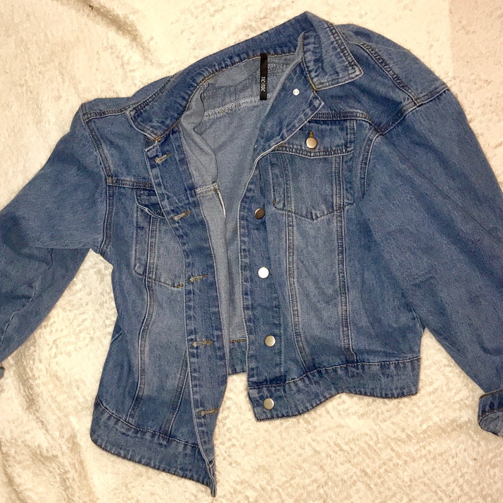 Braided-back oversized denim jacket